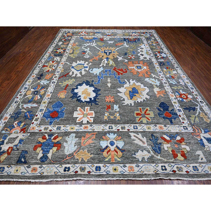 9'9"X13'4" Vintage Gray Vegetable Dyes Angora Oushak Oriental Rug