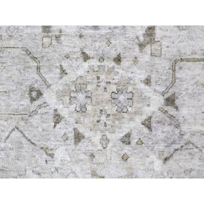 9'X12' Gray Vintage Tebraz All Over Design Hand Knotted Oxidized Wool Rug