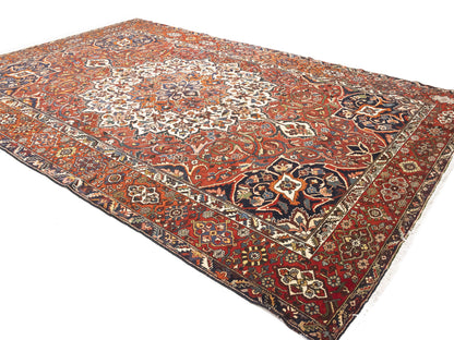 Vintage Red Floral Rug Extra-Large Handmade