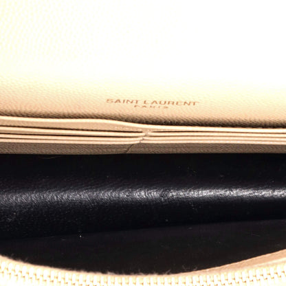 Saint Laurent Classic Monogram Wallet On Chain Matelasse Chevron Leather Small