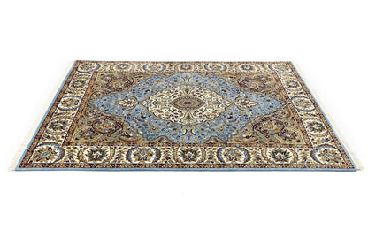 Hand-Knotted Kirman Oriental Rug 6X8 Ft Blue
