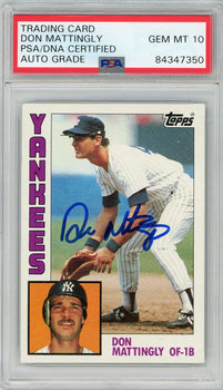 Don Mattingly Autographed 1984 Topps Rookie Card #8 (Psa Auto Gm Mt 10)