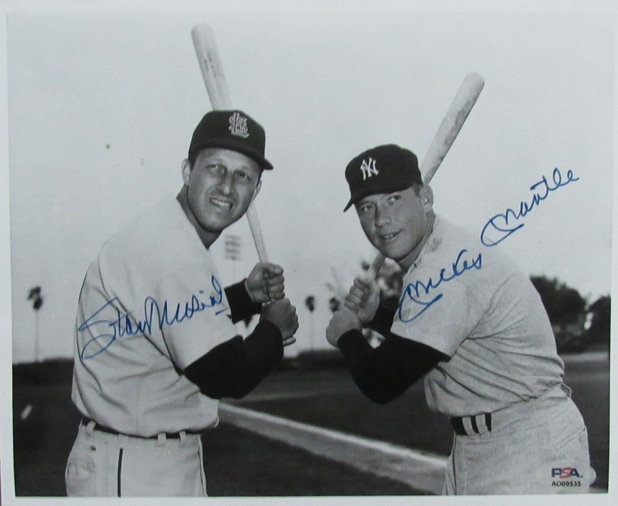 Mickey Mantle/Stan Musial Dual-Signed/Autographed 8X10 B/W Photo Psa/Dna 199550