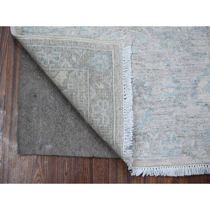 1'9"X3' Gray Hand Knotted Mahal Design Washed Out Wool Mat Oriental Rug