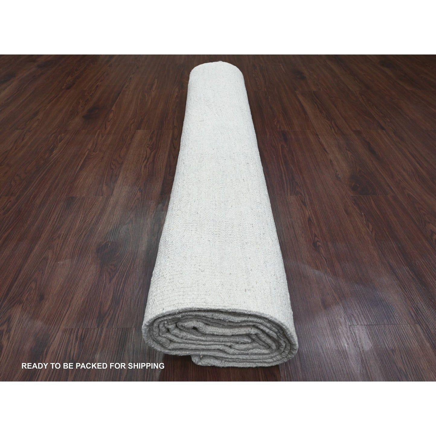 9'X12' White Flat Weave Solid Design Hand Woven Afghan Hand Spun Wool Rug