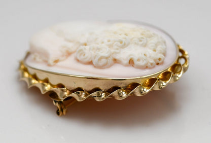 12K Yellow Gold Bezel. Large Antique Carved Cameo
