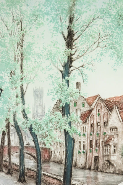 Francis Hebbelinck Etching "Brugge - Groenerei" Signed Limited Edition Belgium