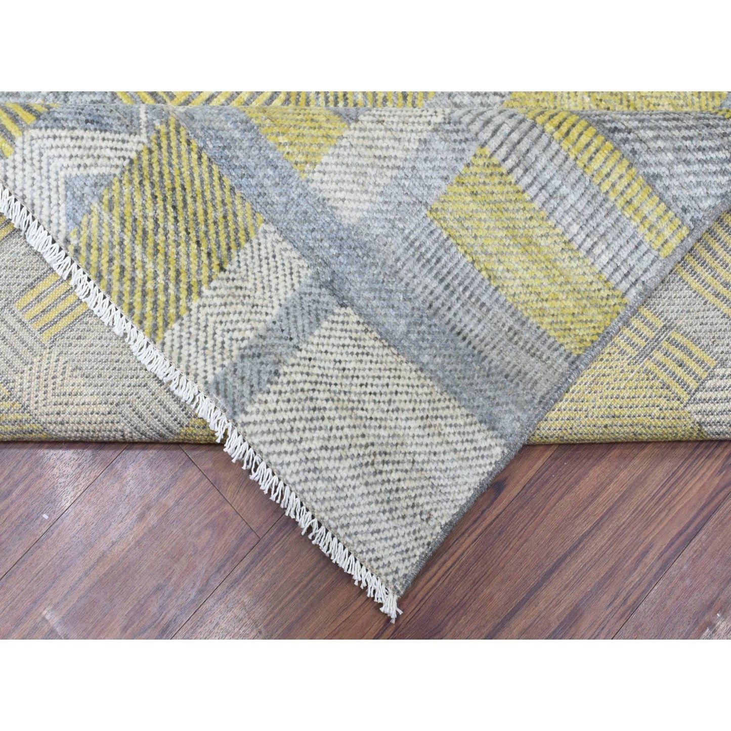 Rug 7'9"x10'2" Light Gray Modern Design Soft Organic Wool Hand Knotted