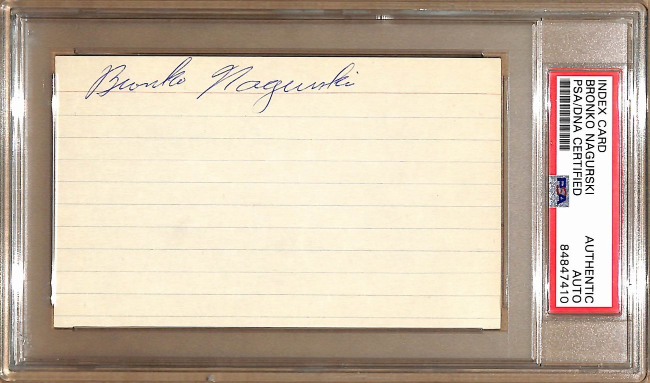 Bronko Nagurski Hof Autographed 3X5 Index Card