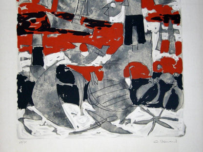 Claude Venard Ed75 Original Lithograph Print Signed Numbered "Mer Rouge"