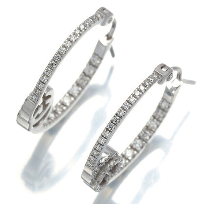 Gucci Earrings Gg Running Diamond Hoop 18K 750 White Gold