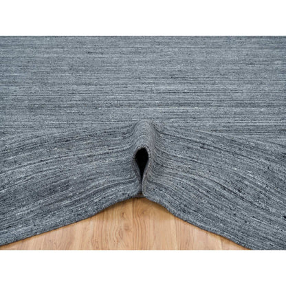 12'1"X15'1" Gray Modern Striae Design All Wool Hand Loomed Oversized Rug