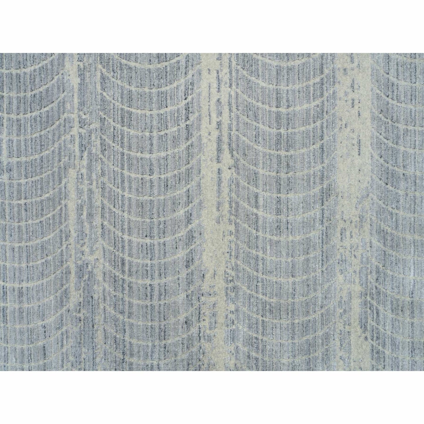 Rug 12'x17'10" Gray Wool And Plant Based Silk Hand Loomed Oversized