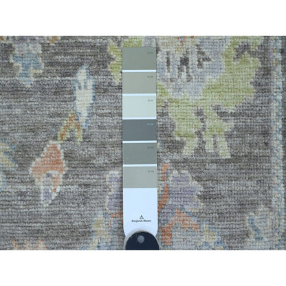 2'10"X5'10" Brown Angora Oushak Leaf Design Hand Knotted Wool Runner Rug