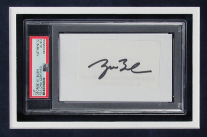 George W. Bush Former President Signed Cut Card W/Photo Collage Framed Psa/Dna