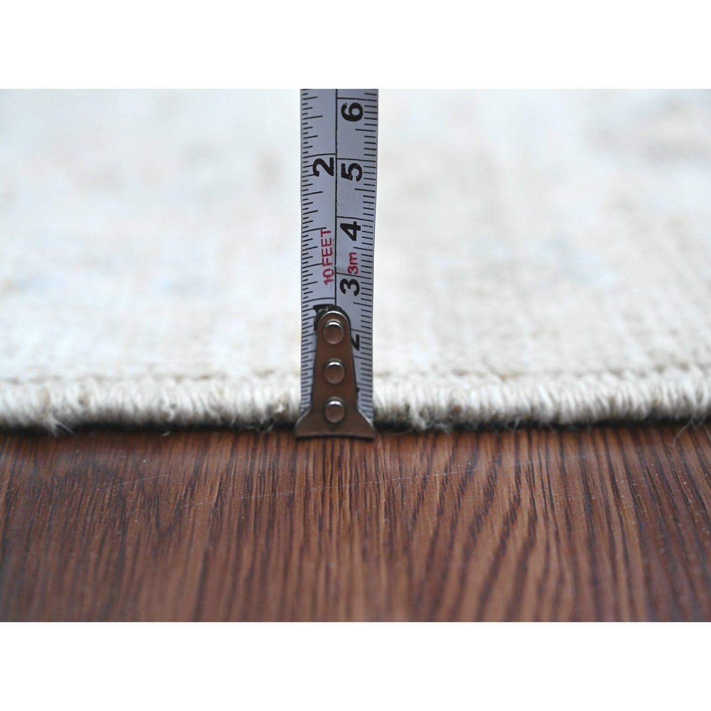 5'X6'10" Gray Afghan Angora Oushak All Over Pattern Hand Knotted Wool Rug