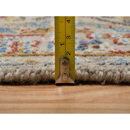 2'6"X11'10" Brown The Sunset Rosettes Hand Knotted Wool & Silk Runner Rug