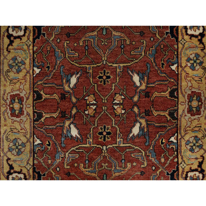 2'6"X6'1" Red Antiqued Fine Heris Recreation Hand Knotted Wool Runner Rug
