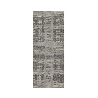 2'5"X6'2" Gray Modern Runner Rug Criss Cross Design Pure Wool Hand Knotted
