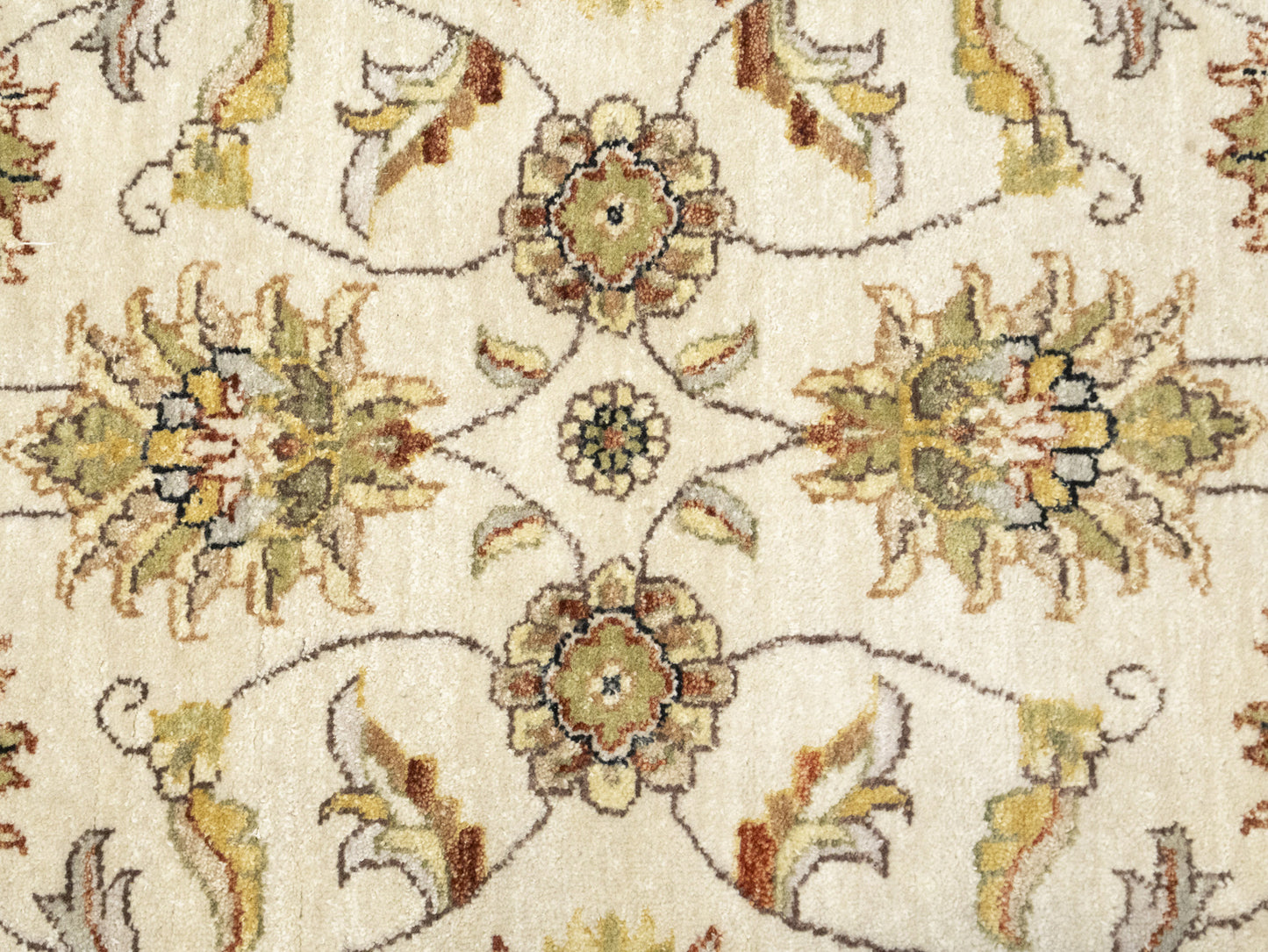 Hand-Knotted Agra Jaipur Runner Rug Floral Wool