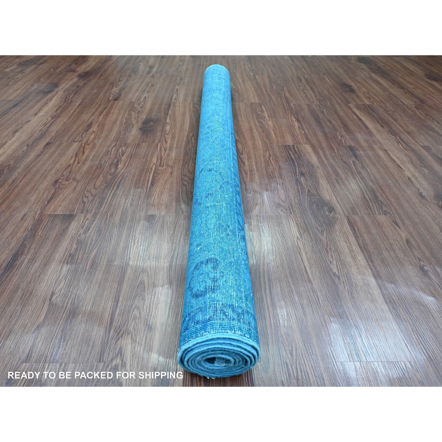 Rug 5'3"x7'7" Blue Overdyed Peshawar with Heris Design Hand Knotted Wool