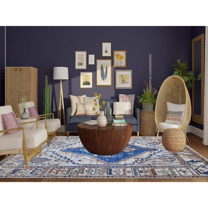 8'10"X11'9" Chrome Gray Turkish Village Motifs Hand Knotted Oriental Rug