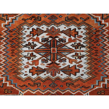 10'X12' Burnt Orange Vintage Zoroastrian Heris Hand Knotted Pure Wool Rug