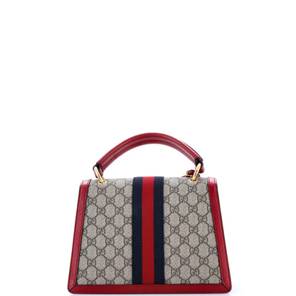 Gucci Queen Margaret Top Handle Bag Gg Coated Canvas With Leather Small