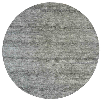 12'X12' Gray Modern Soft Undyed Wool Grass Design Hand Knotted Round Rug