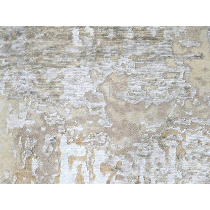 10'X13'10" Gray Soft Abstract Design Wool & Silk Hand Knotted Modern Rug