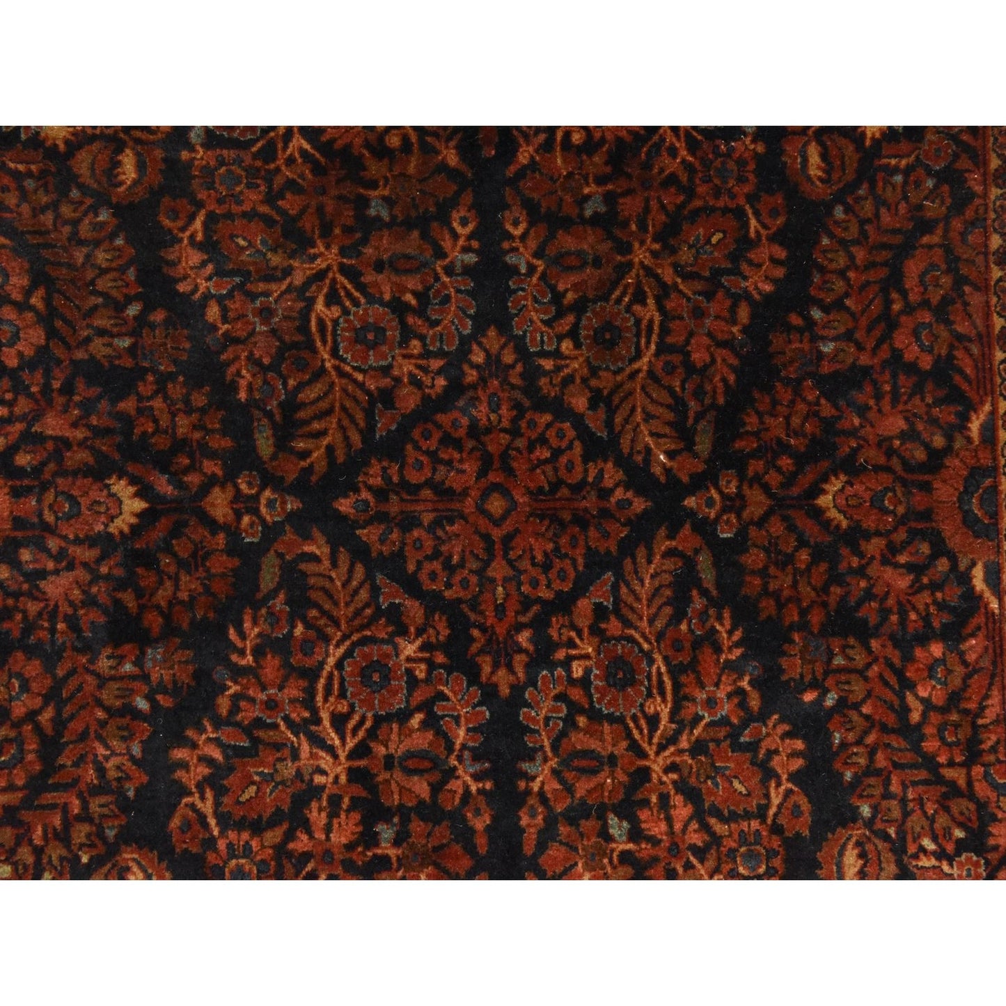 3'2"X4'8" Midnight Blue Hand Knotted Rug Antique Zoroastrian Saroogh Wool