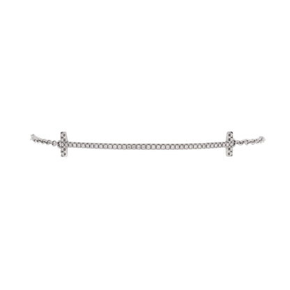 Tiffany & Co. T Smile Chain Bracelet 18K White Gold With Diamonds Medium