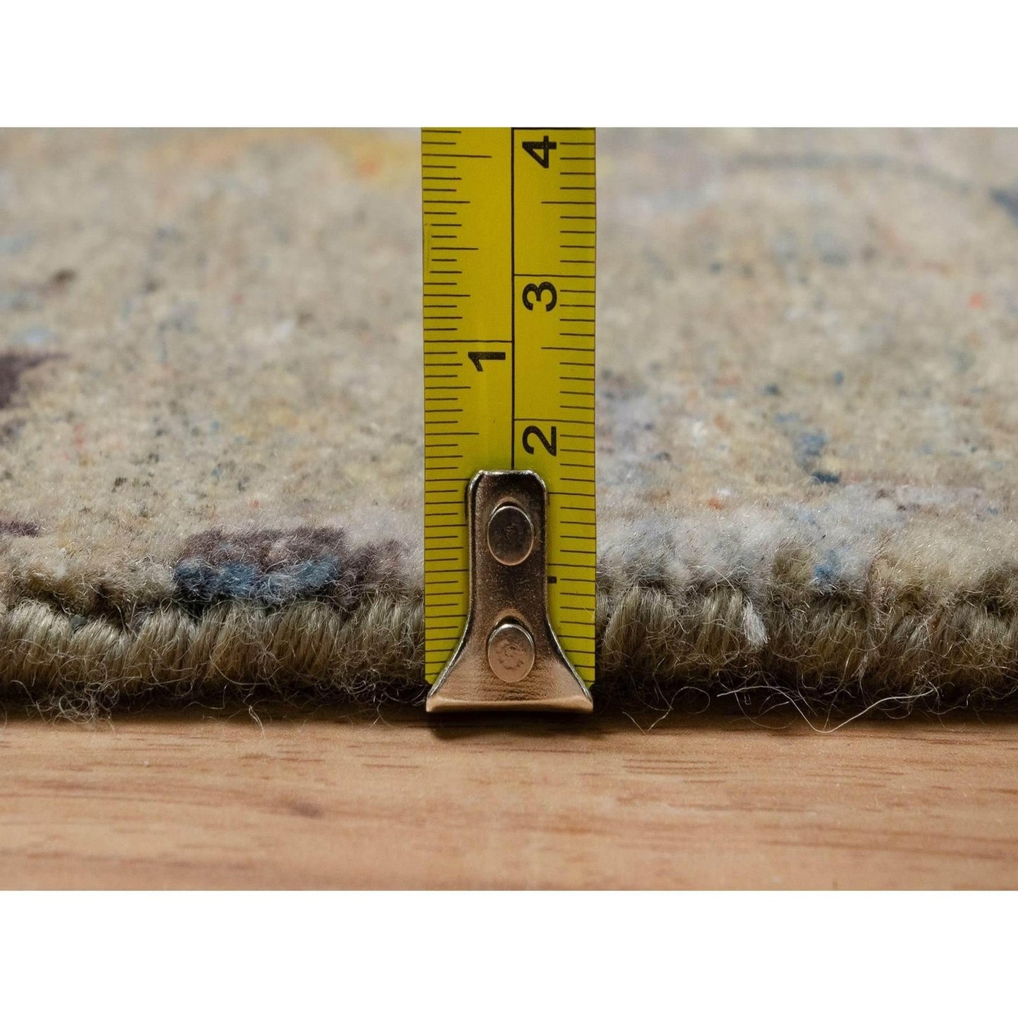 2'1"X3'1" Oak Brown Broken Pattern Oushak Design Wool Hand Knotted Rug