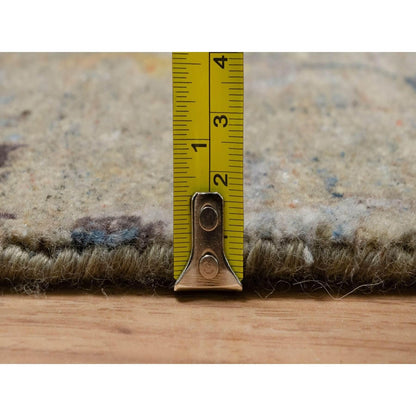 2'1"X3'1" Oak Brown Broken Pattern Oushak Design Wool Hand Knotted Rug