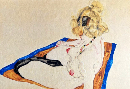 Egon Schiele Lithograph From A Painting Coa Signed Pen Numbered By Hand Crayon