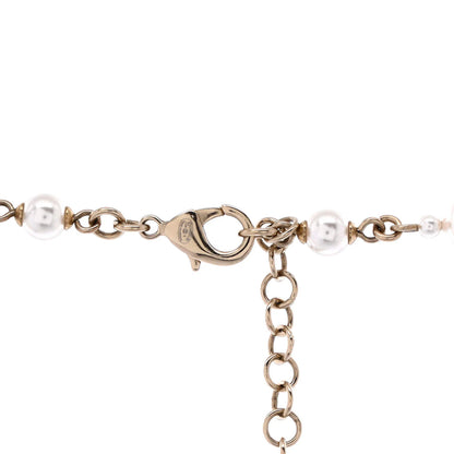 Chanel Coco Arrow Cc Station Long Necklace Metal And Faux Pearls With Crystals