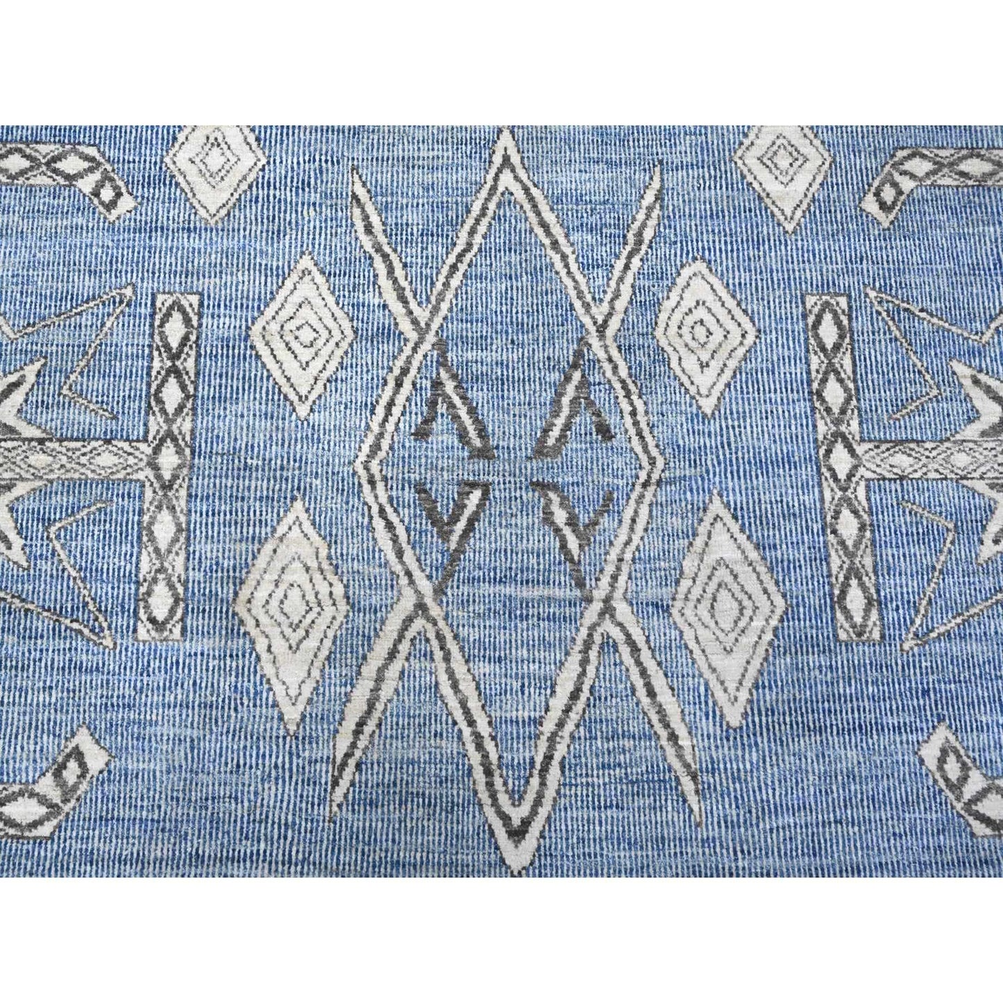 8'X9'8" Bdazzled Blue Snowflake Geometric Design Oriental Rug