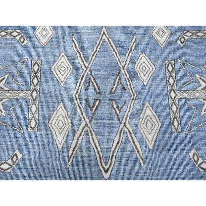 8'X9'8" Bdazzled Blue Snowflake Geometric Design Oriental Rug