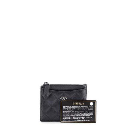 Chanel Cc Zip Card Holder Quilted Caviar