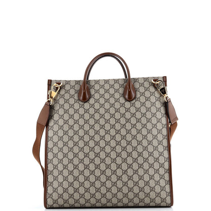 Gucci Vertical Structured Top Handle Open Tote Gg Coated Canvas Medium