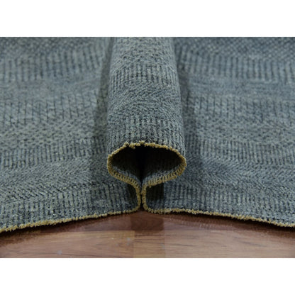 12'X12' Krypton Gray Hand Knotted Modern Grass Design Square Oriental Rug