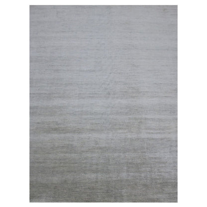 9'X12'2" Metal Gray Hand Knotted Pure Wool Grass Design Oriental Rug