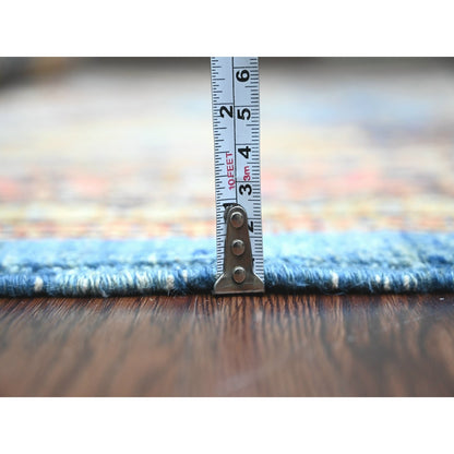6'x9' Blue Qashqairaj Design Geometric Pattern Hand Knotted Wool Rug