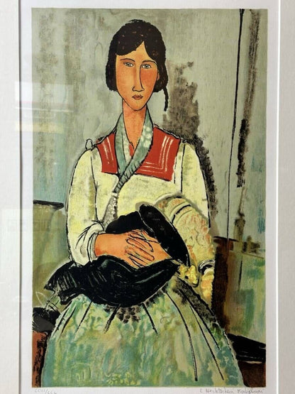 Amedeo Modigliani Lithograph - Gypsy Woman With Child Signed Framed