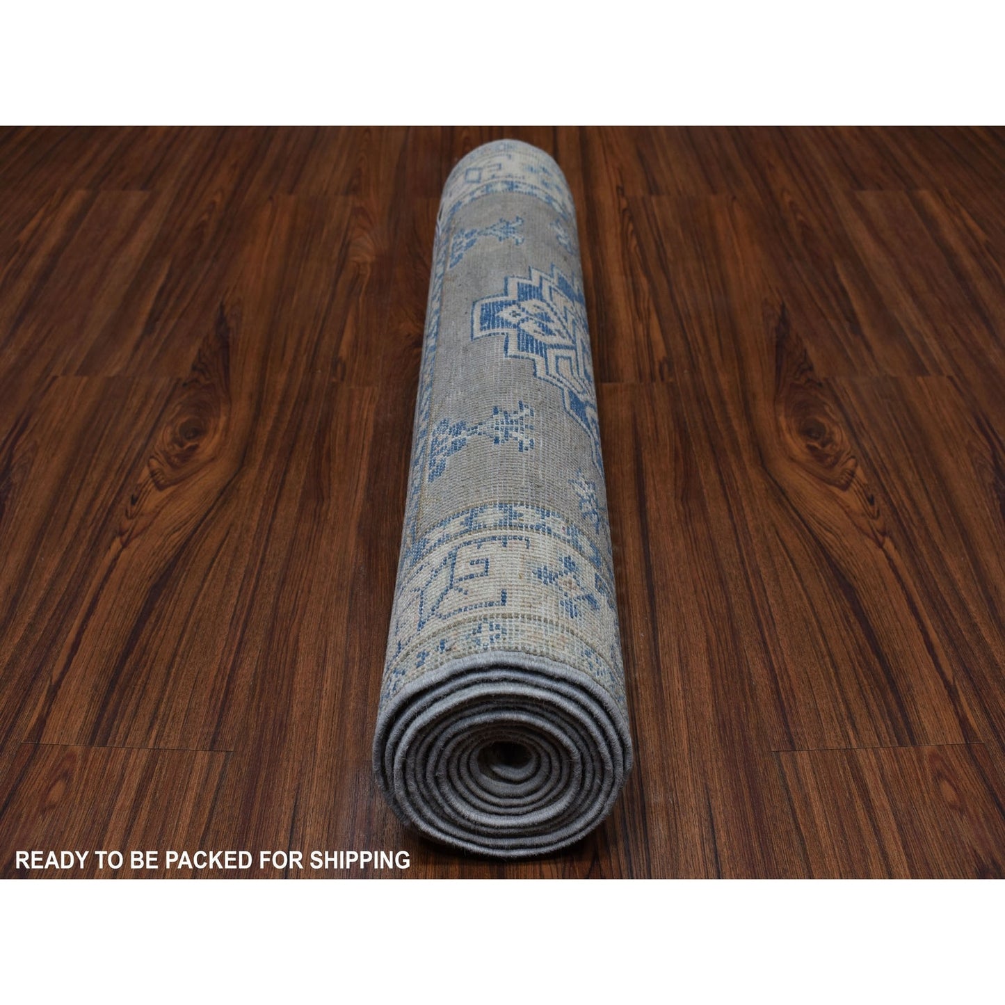 2'6"X9'7" Gray Wide Runner Wool Afghan Vintage Look Kazak Hand Made Rug