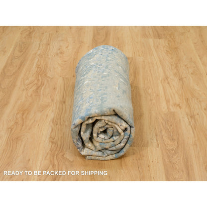 9'X9' Power Gray Wool And Silk Hand Knotted Mosaic Round Oriental Rug