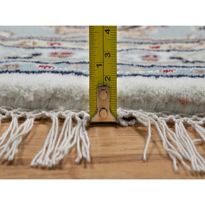 8'X8' Pearl White, 250 Kpsi, Nain, Wool And Silk, Hand Knotted, Round Rug