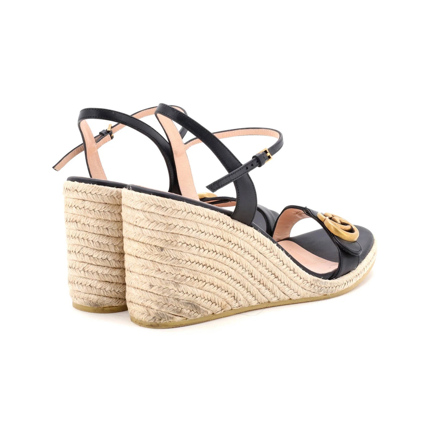 Gucci Women'S Gg Marmont Wedge Espadrille Sandals Leather