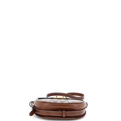 Gucci Padlock Saddle Shoulder Bag Gg Coated Canvas And Leather Small