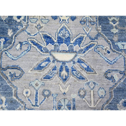 8'X10'1" Steel Blue Anatolian Village Inspired Wool Hand Knotted Rug